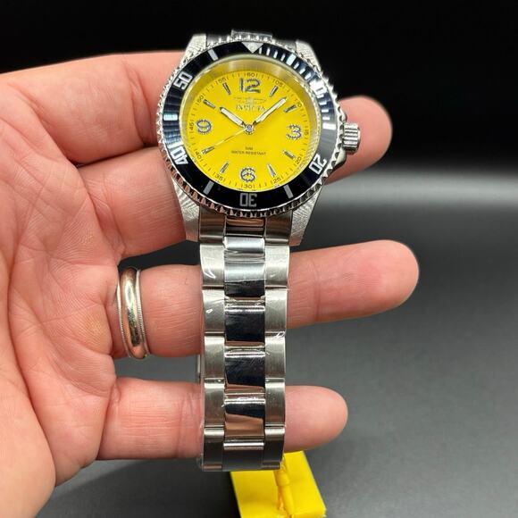 Invicta Specialty 49345 Men 40mm Yellow Dial Black Bezel Stainless Steel Quartz - Picture 10 of 17